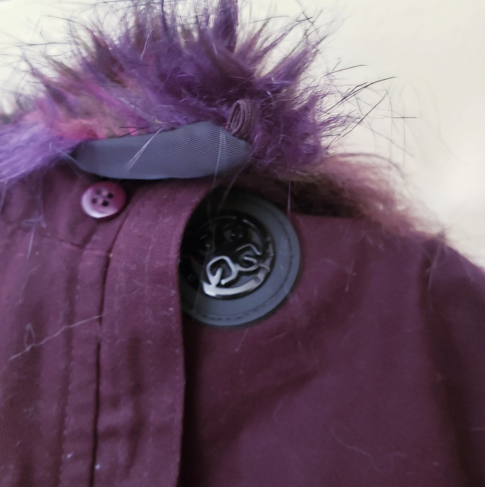 Gianni Bini Purple Fur Hooded Jacket Coat S - Picture 4 of 9